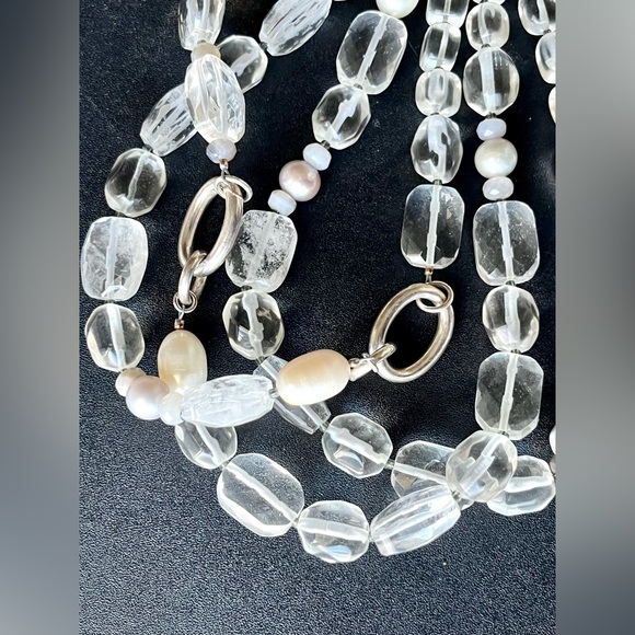 SILPADA Sterling Silver 3-Strand
Genuine Pearl & Crystal Rock Quartz Necklace - Picture 3 of 7